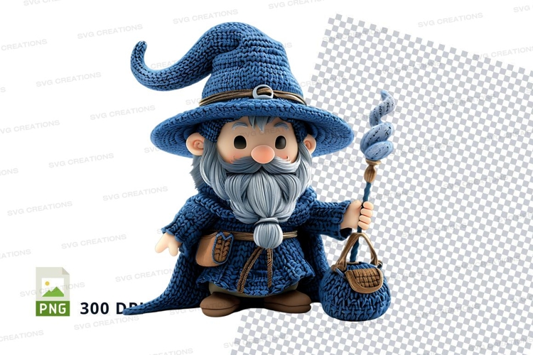 Cute gnome wizard holding lantern clipart PNG 300 DPI