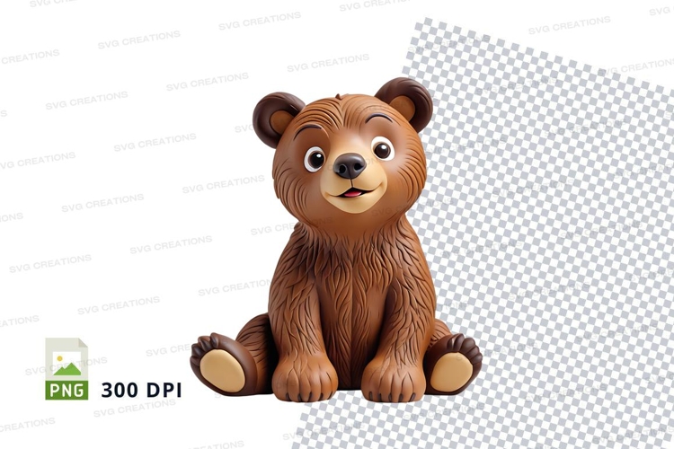 Cute brown teddy bear clipart sitting isolated transparent P