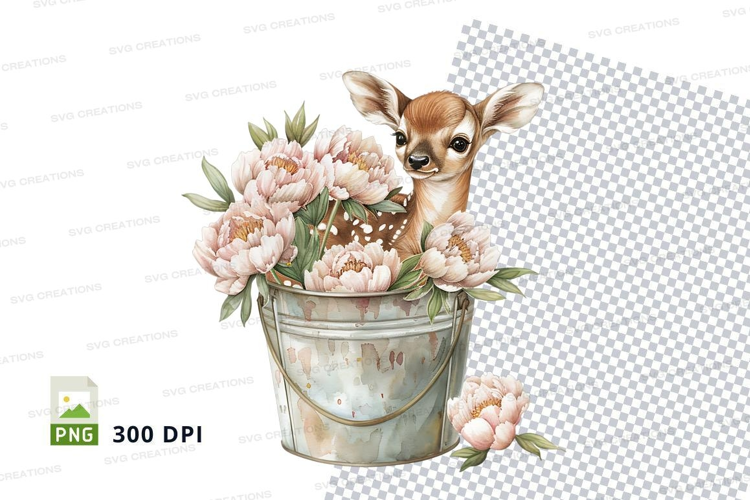 Cute chihuahua puppy in metal bucket with pink flowers clipa