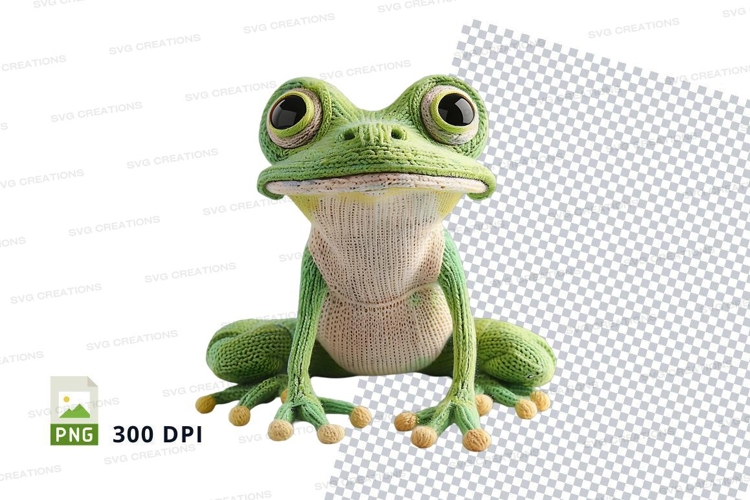 Green cartoon frog clipart sitting isolated on white backgro