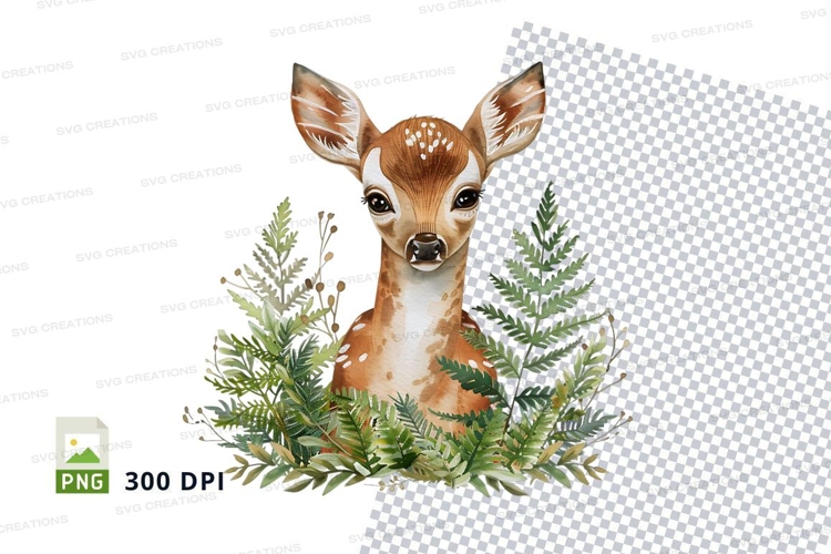 Cute deer fawn clipart isolated on white background PNG