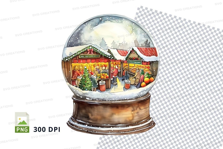 Christmas snow globe clipart festive holiday scene 300dpi