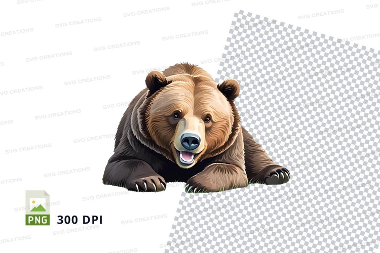 Brown bear lying on ice clipart transparent PNG