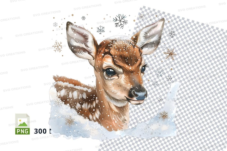 Cute baby deer clipart png isolated white background
