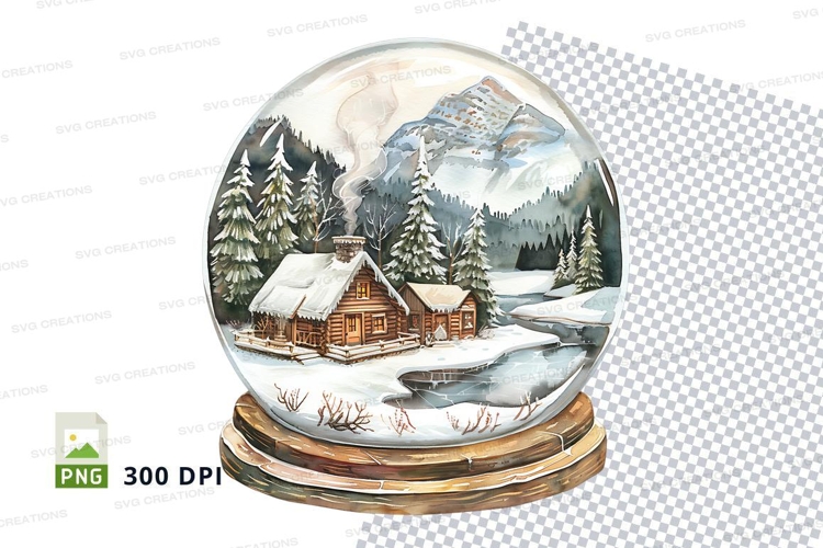 Snow globe winter cabin clipart transparent PNG 300 DPI