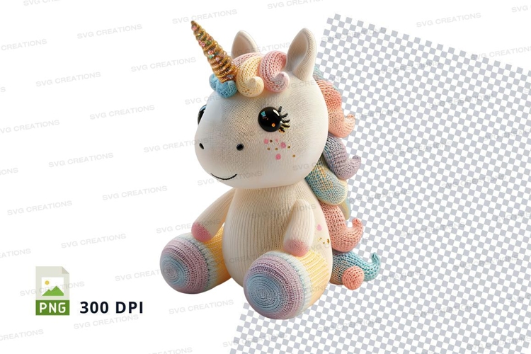 Cute pastel unicorn plush toy clipart transparent PNG