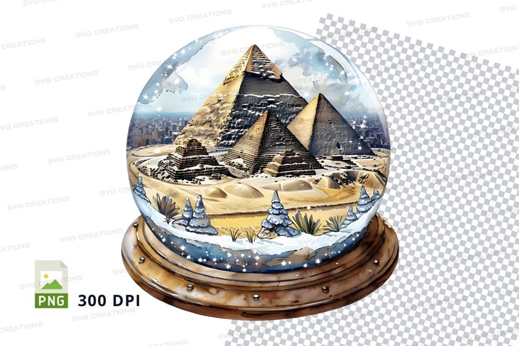 Snow globe with pyramids desert clipart transparent PNG