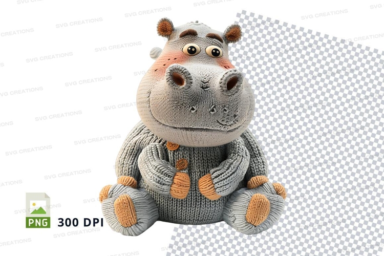 Cute knitted teddy bear clipart PNG high detail 300 DPI