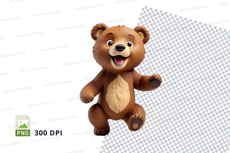 Cute brown teddy bear clipart PNG isolated happy toy