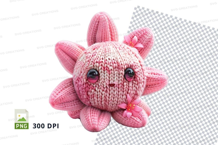Pink knitted bunny clipart PNG high detail soft toy