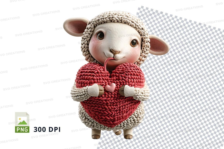 Cute knitted lamb clipart PNG winter animal toy