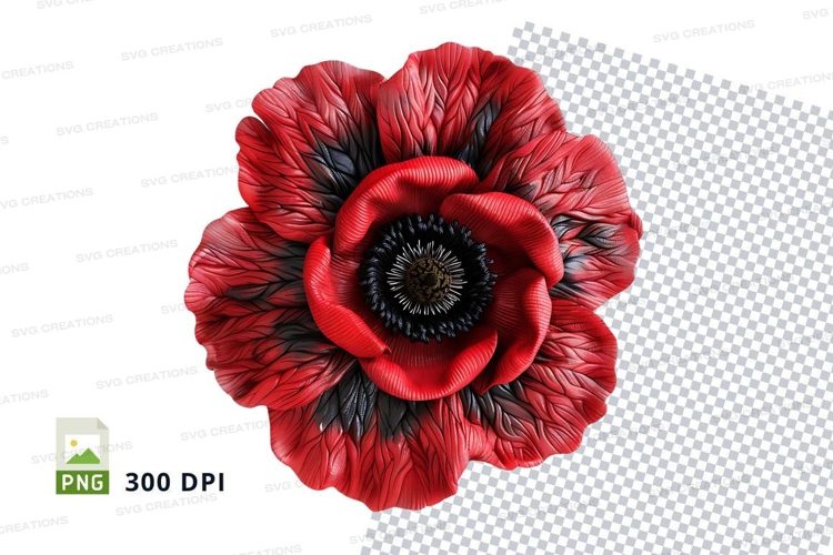 Red poppy flower clipart PNG high resolution isolated