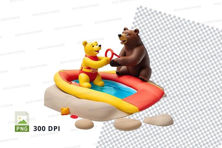 Toy bear and lion sailing boat clipart transparent backgroun