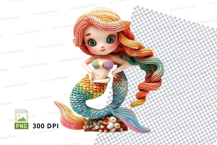 Colorful mermaid clipart girl fantasy digital illustration P