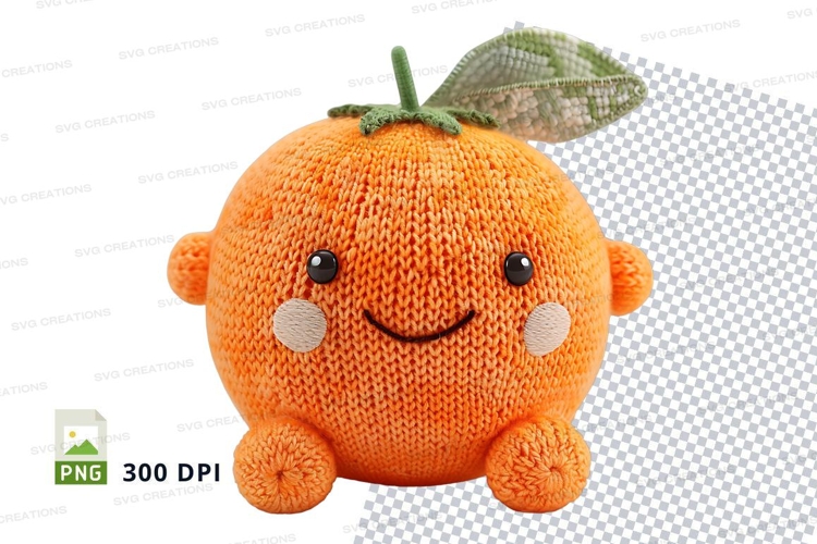Cute knitted orange piggy bank clipart PNG high resolution