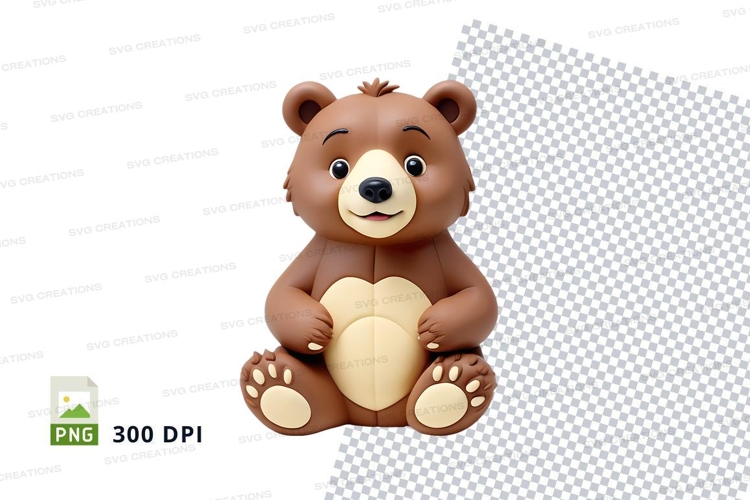 Cute brown teddy bear clipart holding heart 300 DPI PNG