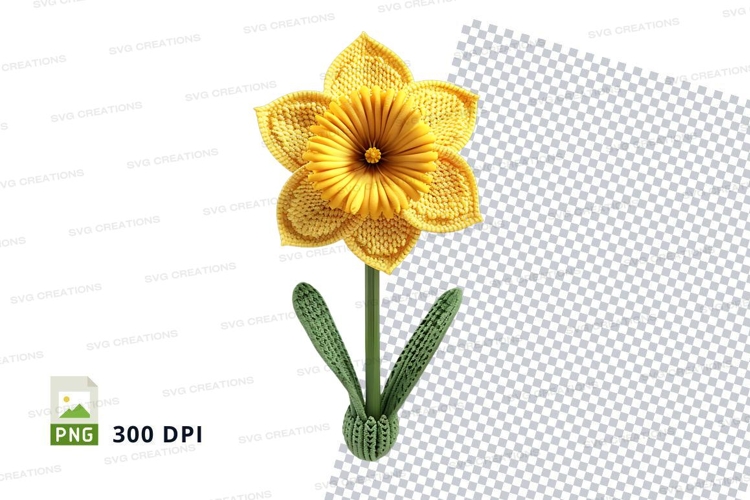 Yellow crochet flower clipart isolated on white background