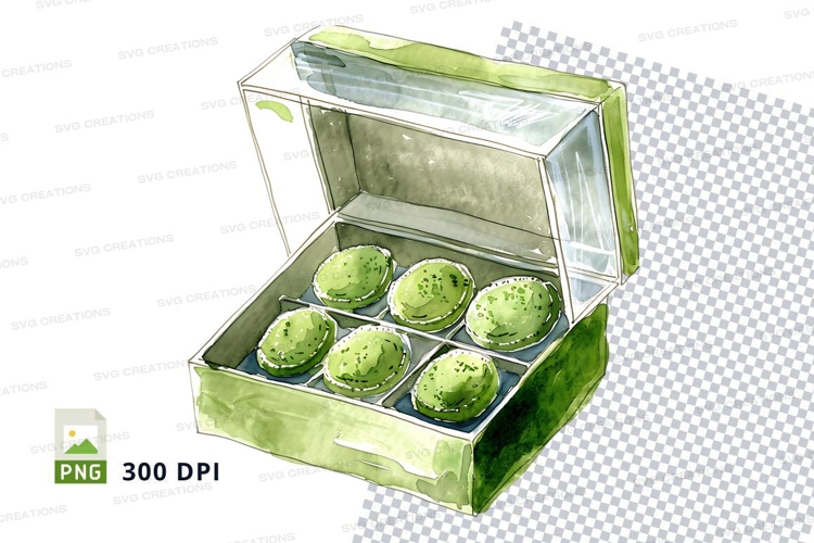 Green avocado clipart in clear plastic container PNG