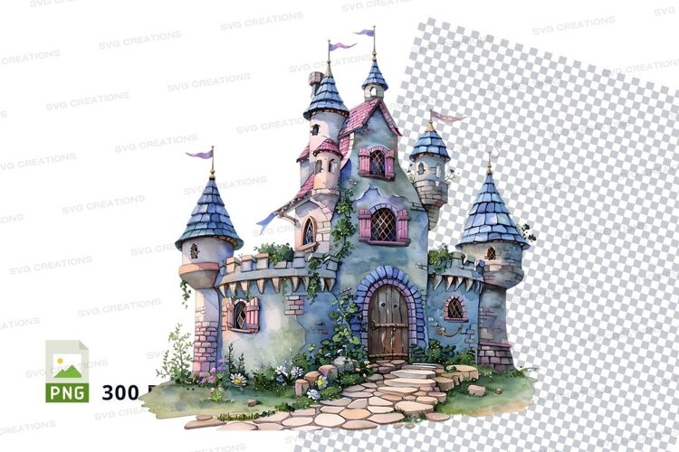 Fairy tale castle clipart fantasy illustration digital art