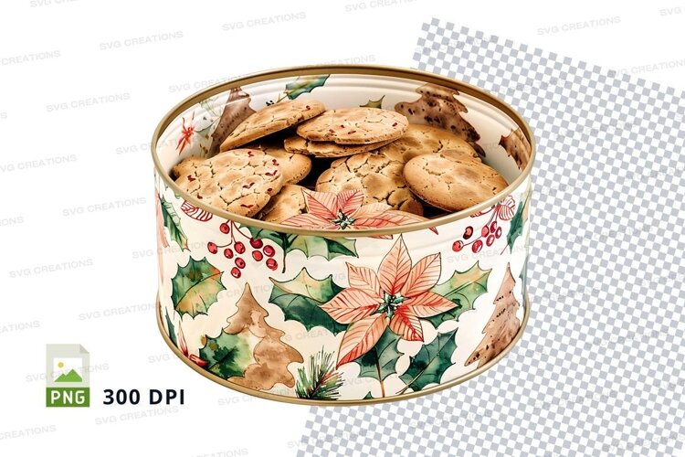 Vintage cookie tin with floral design and shortbread biscuit example image 1