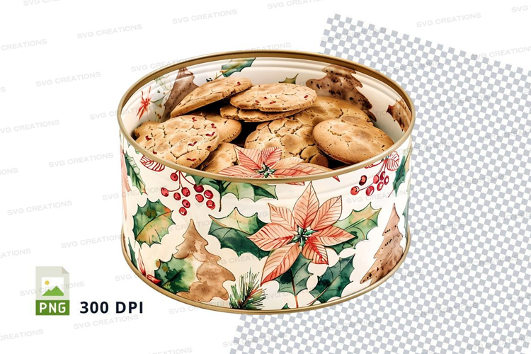 Vintage cookie tin with floral design and shortbread biscuit
