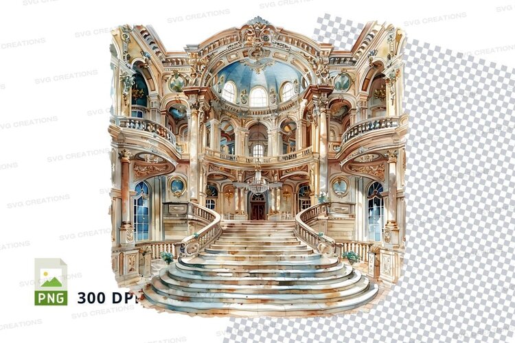 Grand Baroque Hall Clipart Interior Staircase Architecture P example image 1
