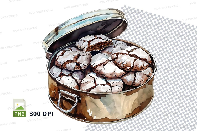 Chocolate chip cookies tin container baking dessert PNG clip