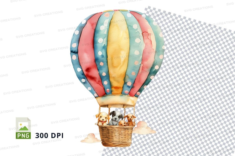Colorful hot air balloon clipart PNG transparent background