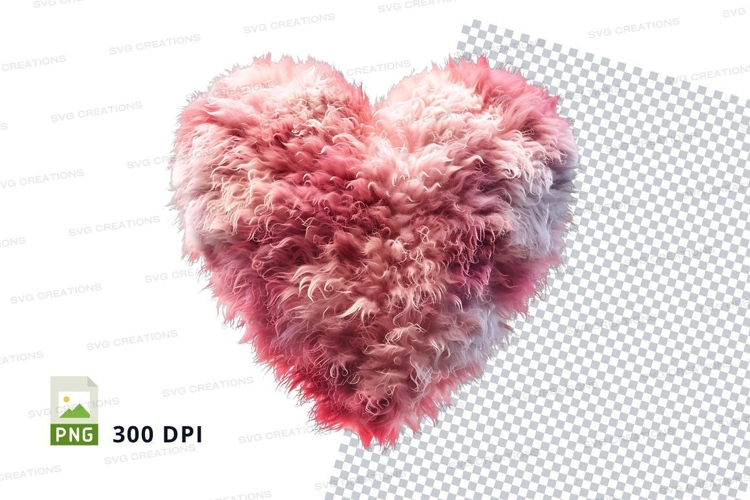 Pink fluffy heart clipart PNG high resolution love symbol