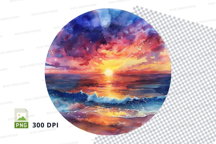 Vibrant sunset ocean clipart transparent PNG high resolution