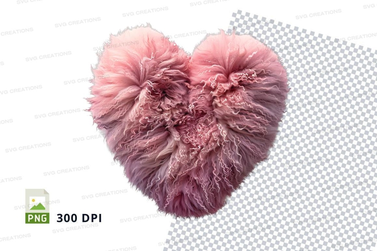 Pink fluffy heart clipart PNG high resolution love symbol