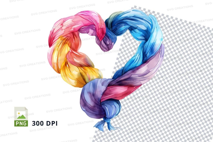 Colorful handshake hearts clipart transparent PNG 300 DPI