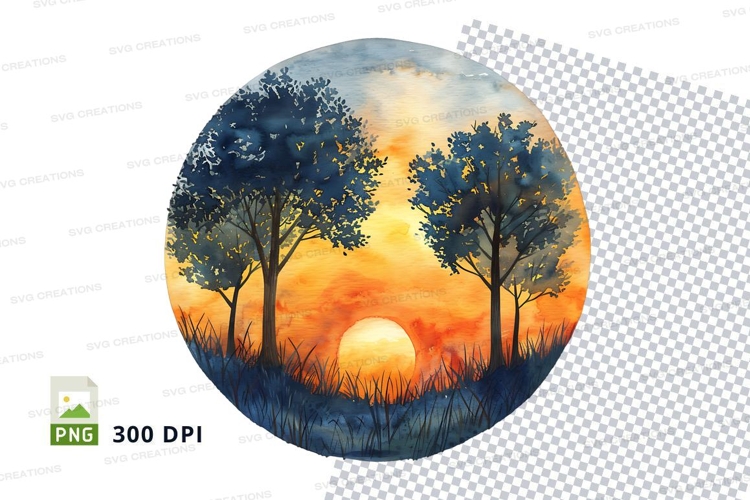 Sunset forest clipart transparent background nature scene
