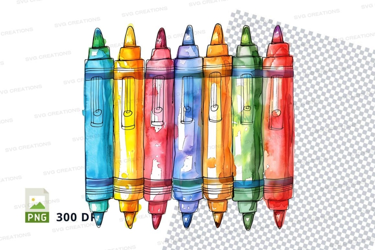 Colorful marker pens set clipart transparent background crea