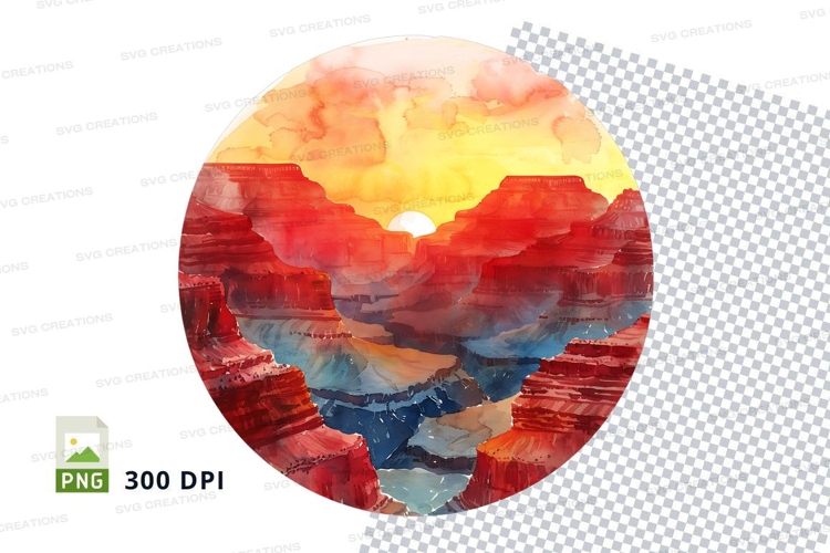 Sunset canyon landscape clipart transparent PNG high detail