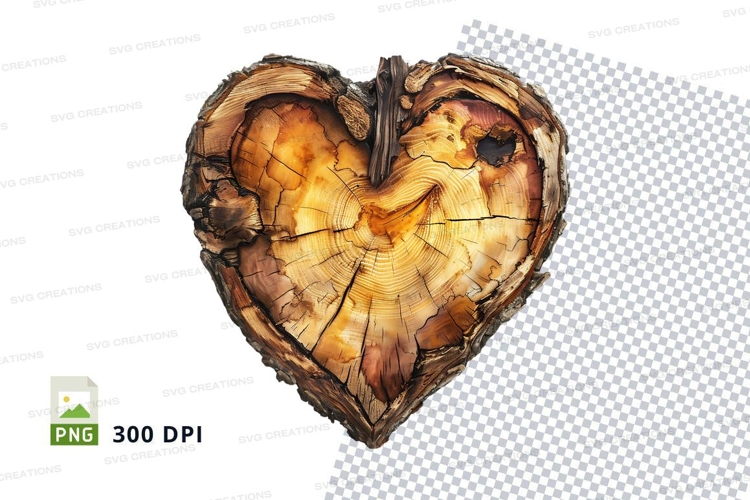 Wooden heart clipart transparent love symbol craft decor