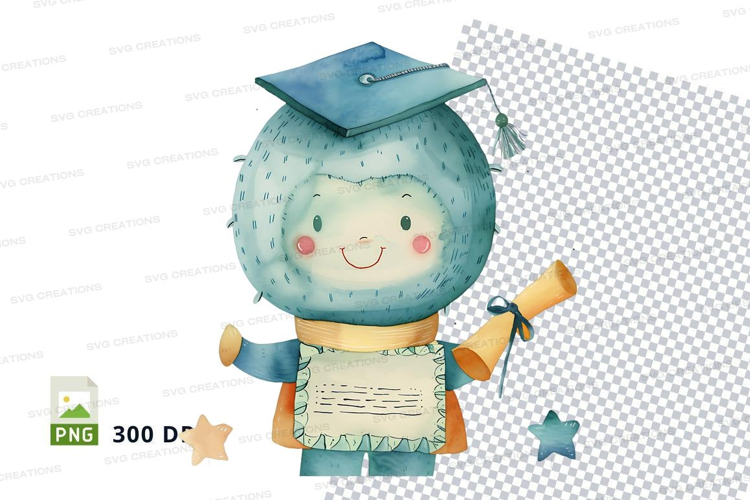 Graduation cap cartoon character holding book and pencil 3D