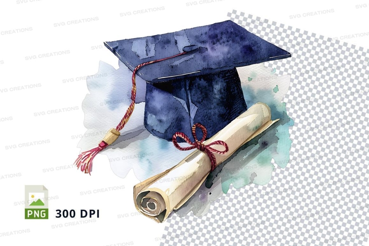 Graduation cap diploma clipart isolated success