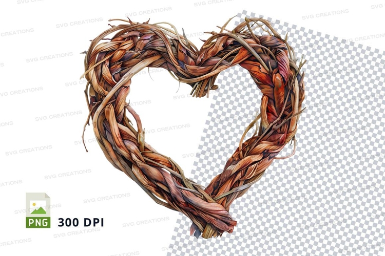 Handmade braided heart clipart love decoration craft