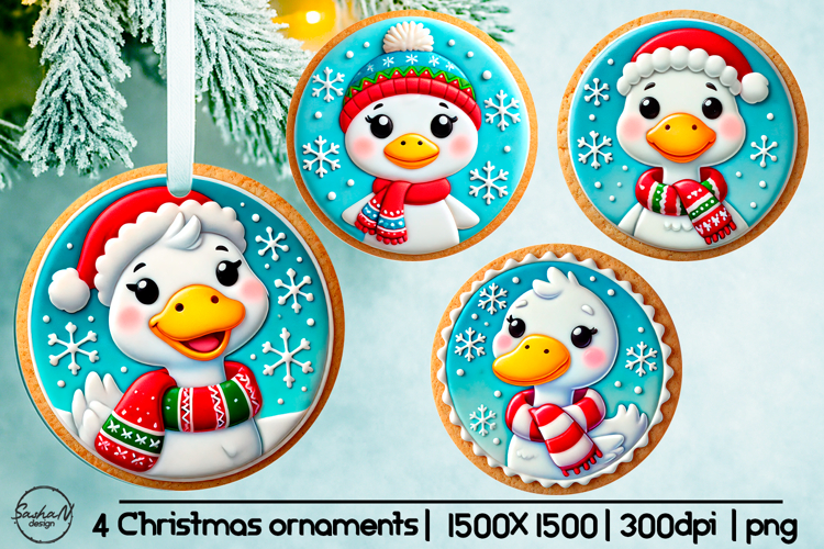 Cute goose Christmas ornament sublimation designs
