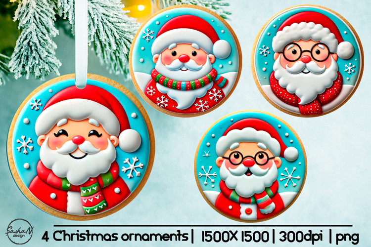 Cute Santa Christmas ornament sublimation designs