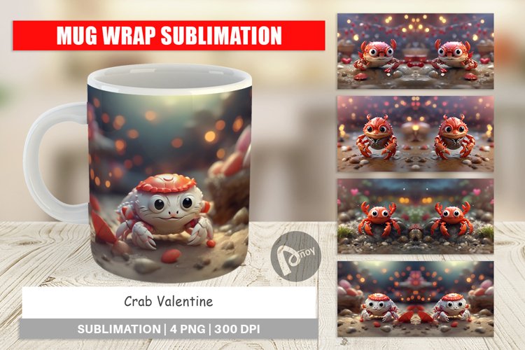 Mug sublimation design Crab Valentine