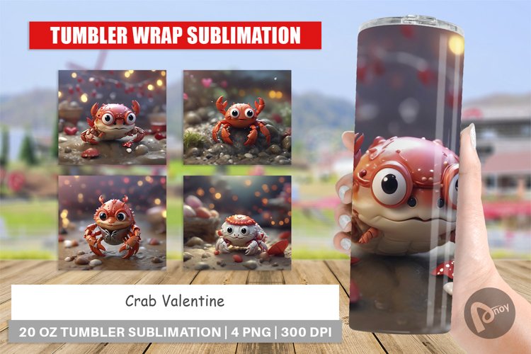 Tumbler Sublimation Wrap Crab Valentine