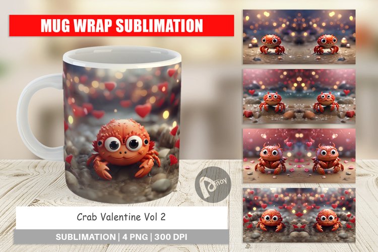 Mug sublimation design Crab Valentine