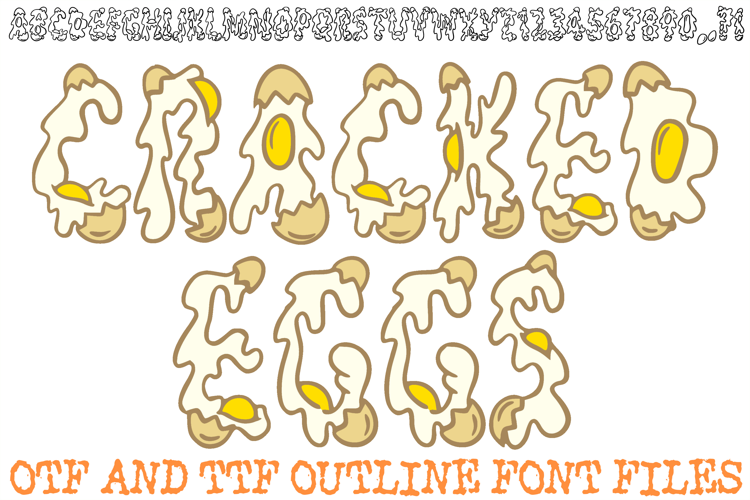 Cracked Egg Lettering Font Hand Drawn Food ABC OTF Type