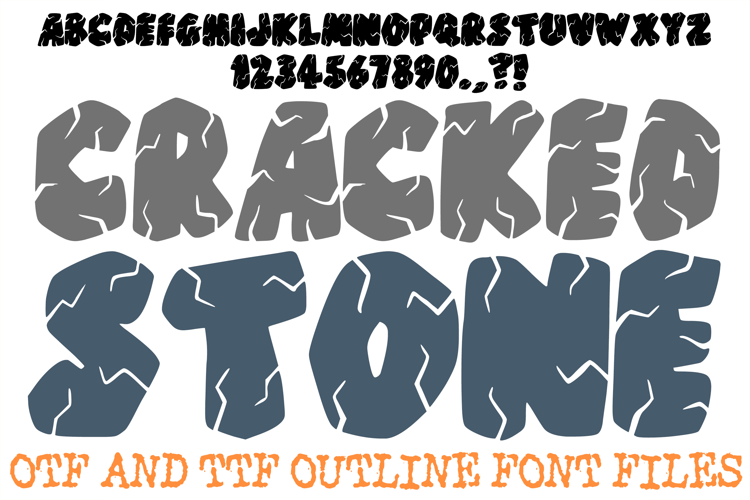 Cracked Stone Font Hand Drawn Cartoon Lettering ABC OTF Type