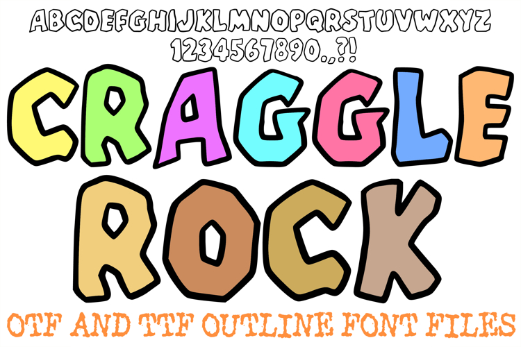 Craggle Rock Font Hand Drawn Cartoon Lettering ABC OTF Type