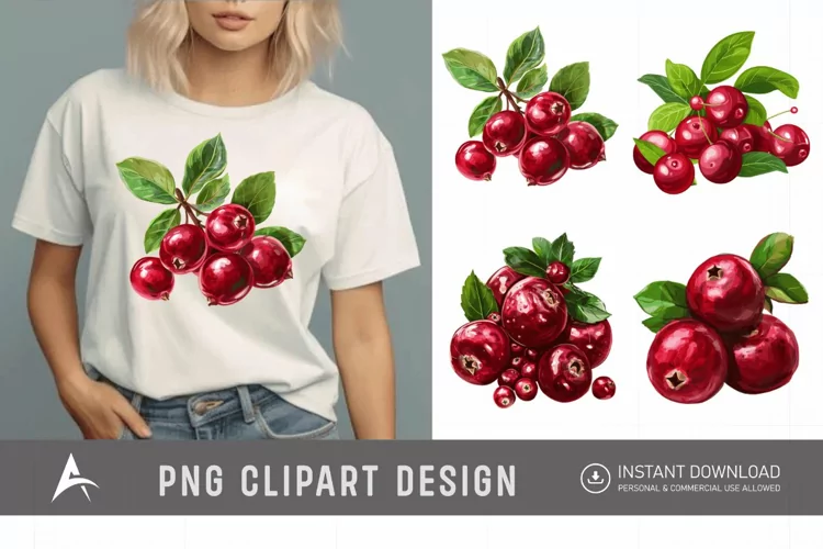 Watercolor Cranberry Clipart