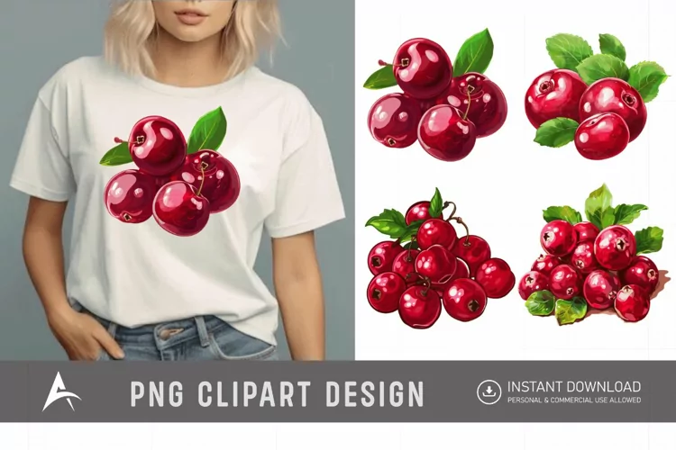 Watercolor Cranberry Clipart