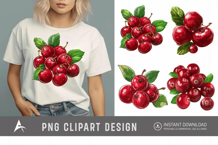 Watercolor Cranberry Clipart